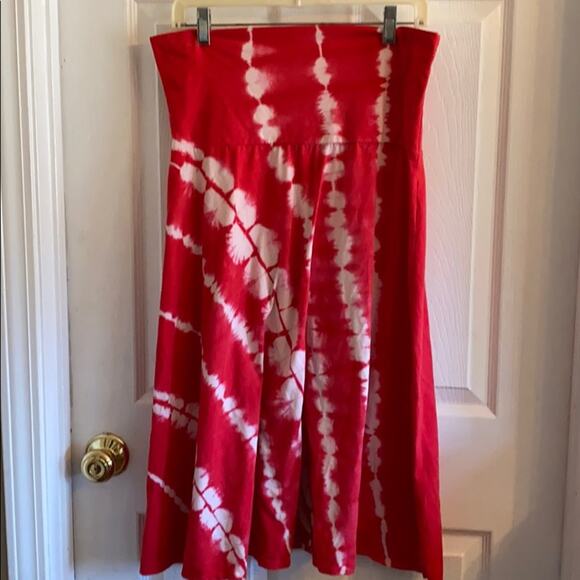 Soft surroundings red and white tie-dyed skirt - Picture 1 of 5